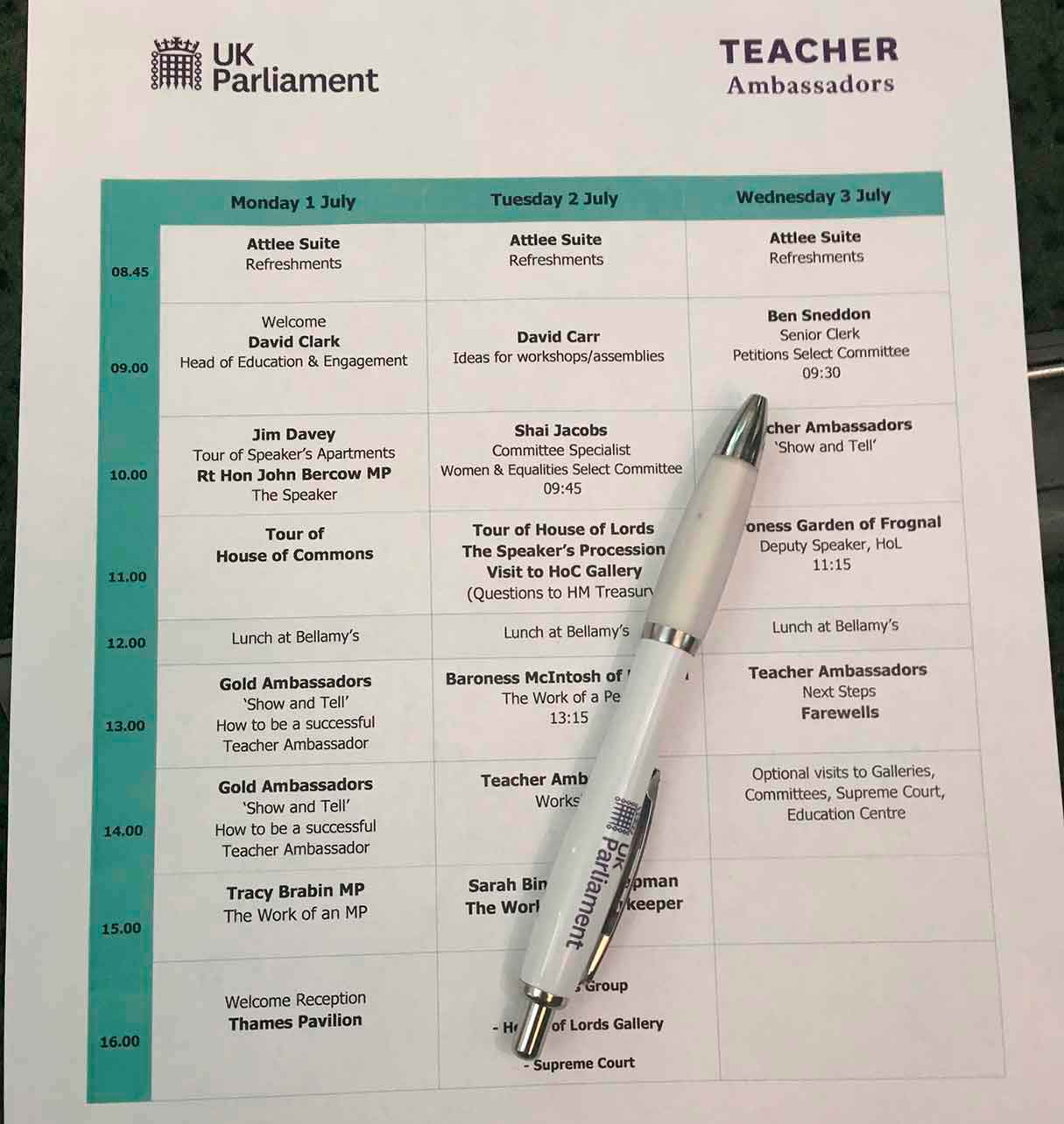 UK Parliament Teacher Ambassadors programme