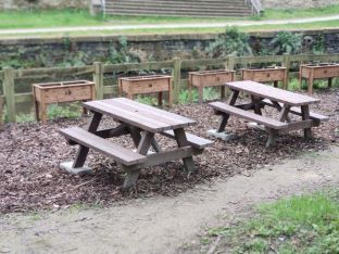Canal side picnic tables