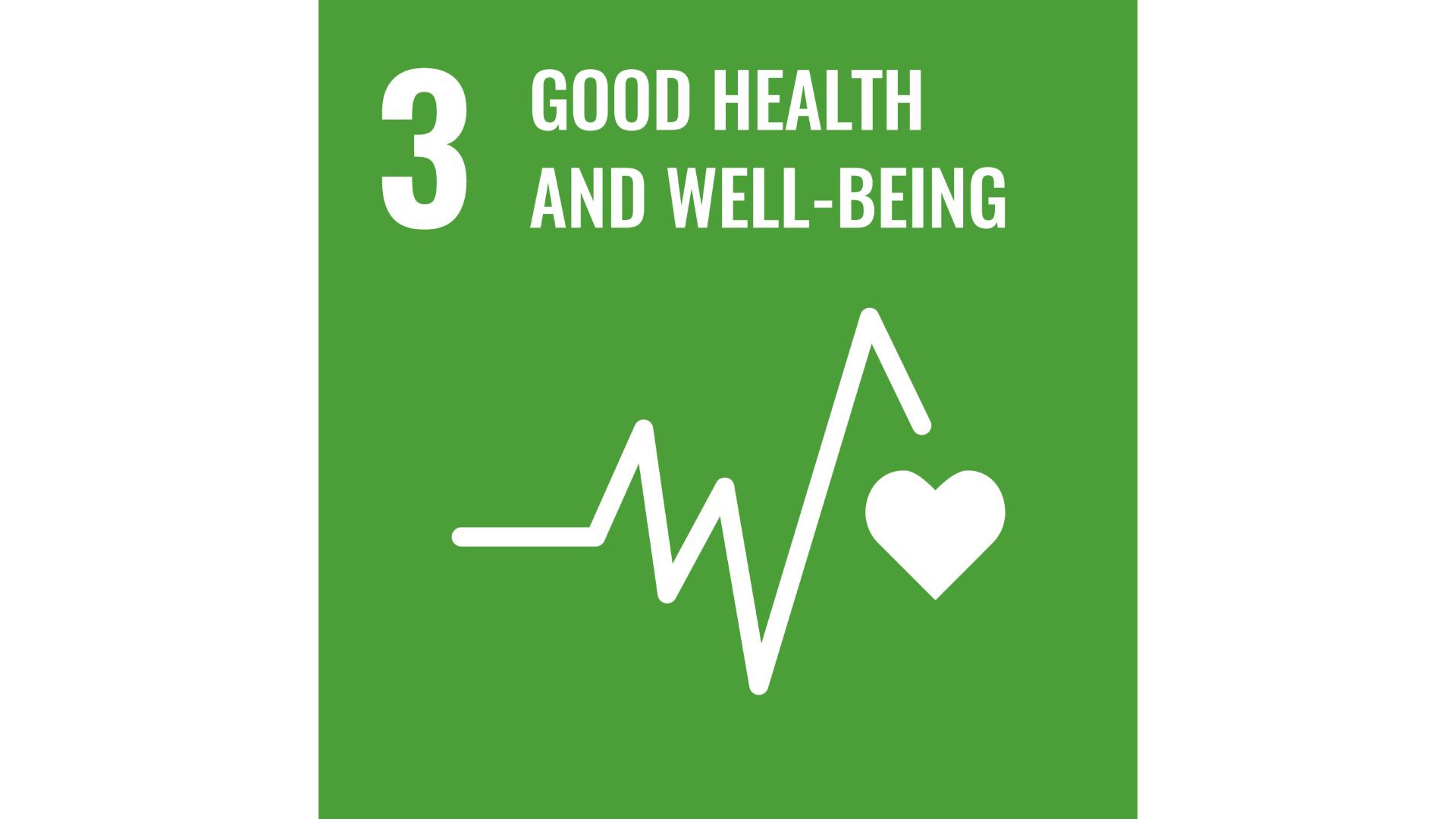 Graphic of the logo for UN SDG 3 - Good health and wellbeing
