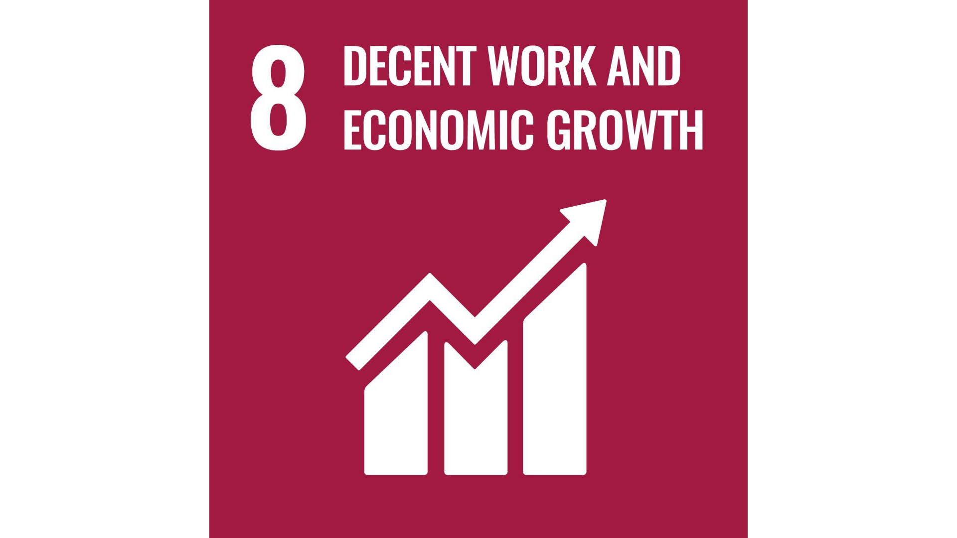 Graphic of the logo for UN SDG 8 - Decent work and economic growth