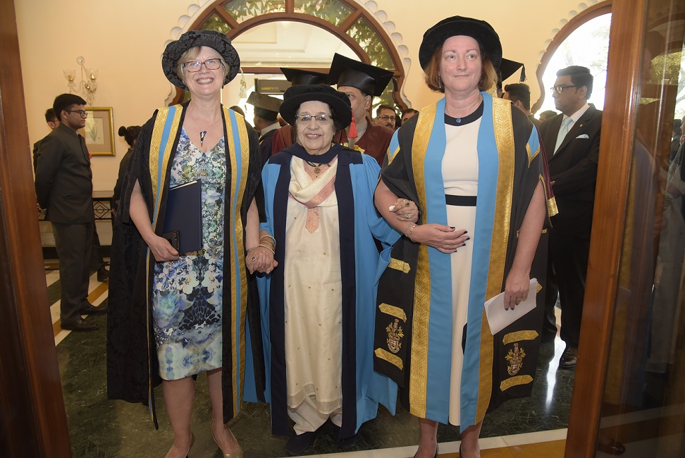 Professor Jill Johnes with graduates of the Institute of Hotel Management.