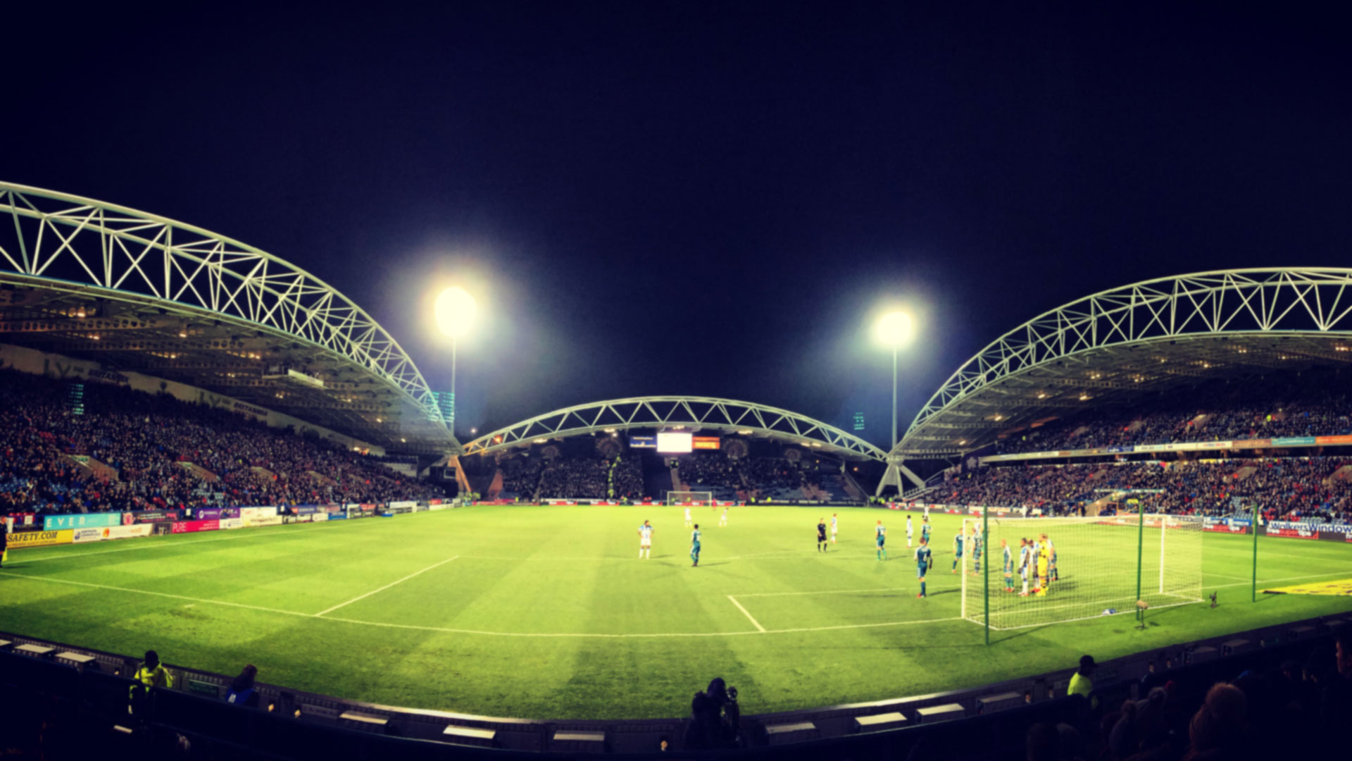 The John Smith's Stadium pitch at night