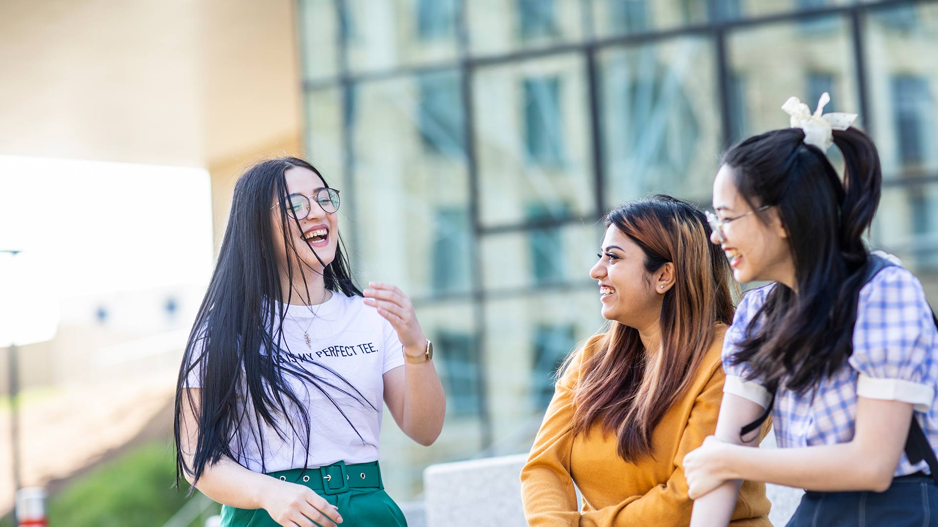 Students chatting and laughing