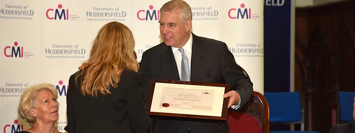 HRH The Duke of York presents the CMI award certificates