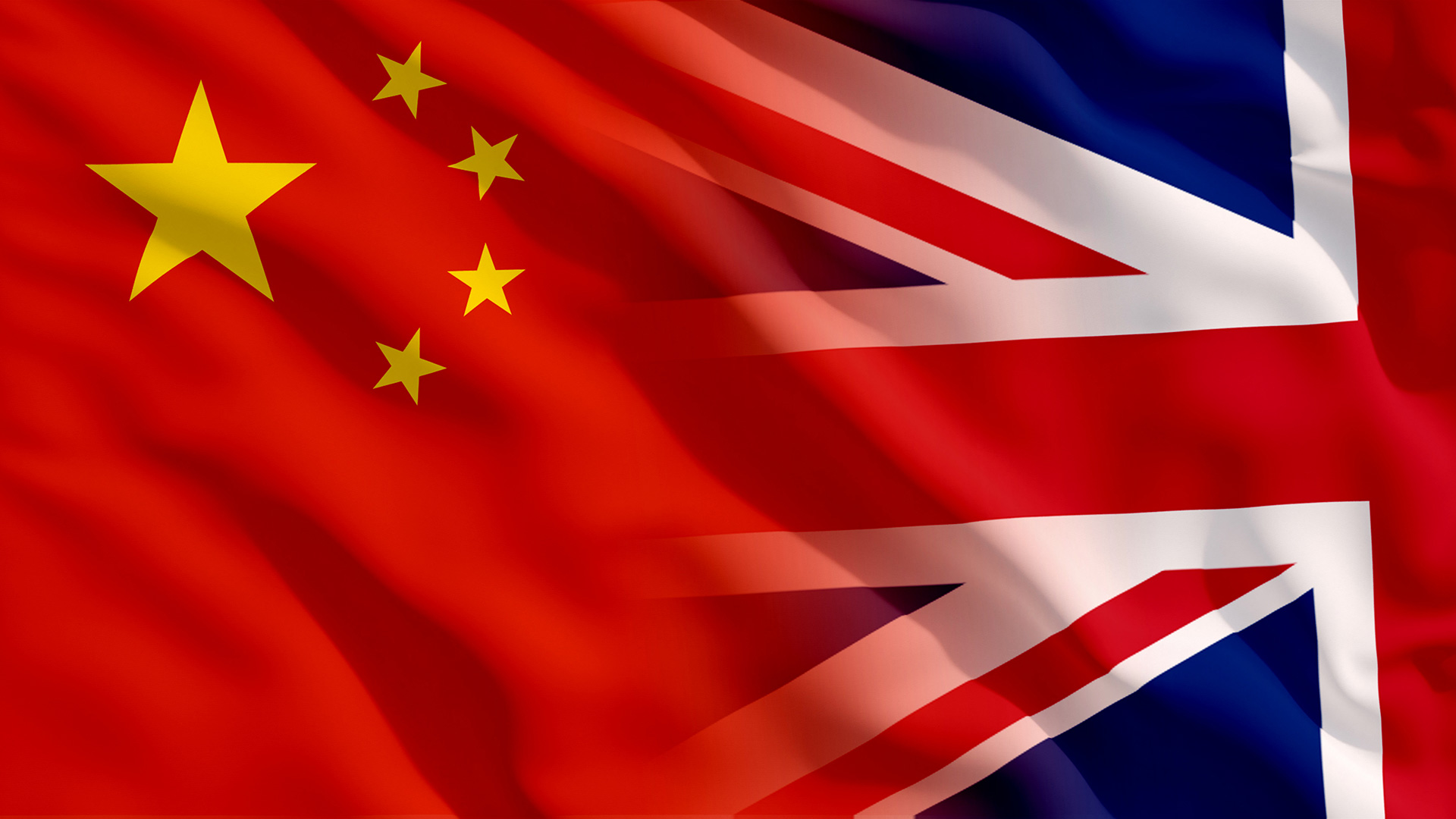 The Chinese flag and the UK flag