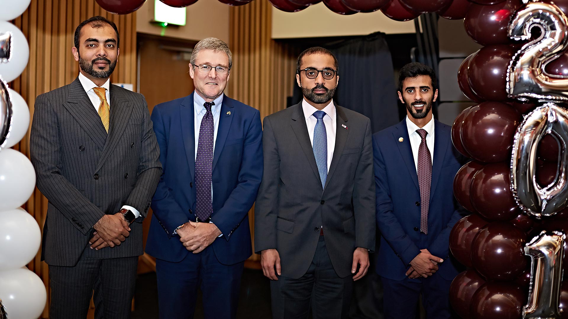 Qatar’s Assistant Cultural Attaché Fahad Al-Kuwari and Professor Dave Taylor pictured with Embassy delegates