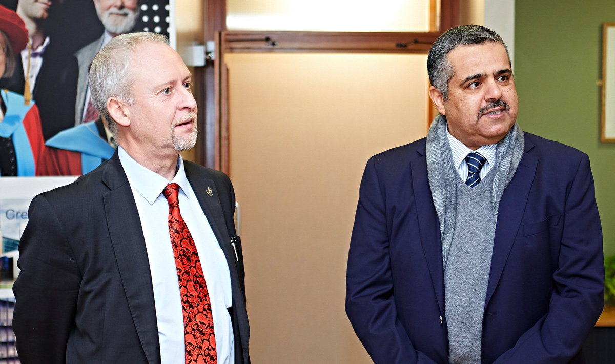 Brigadier Dr Hamad Bin Mohammed Al-Khalifa (right) with the University’s Pro Vice-Chancellor for Research and Enterprise, Professor Andrew Ball