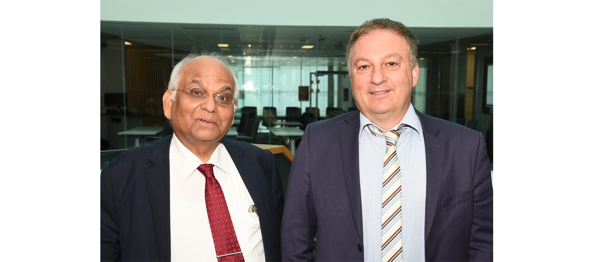 The University’s Dr Pavlos Lazaridis (right) is pictured with the President of the CTIF Global Capsule, Professor Ramjee Prasad of Aarhus University in Denmark 
