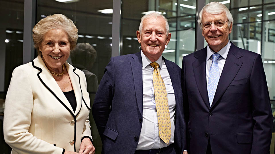 Sir John Major with his wife Norma and Barry Sheerman MP