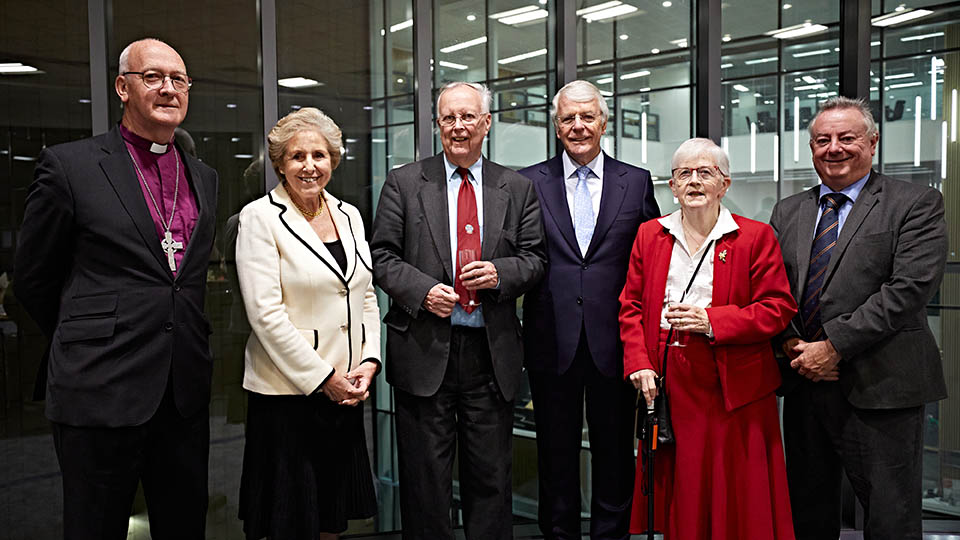 Sir John Major, his wife Norma, standing with Professor Robin Wilson and his wife Joy