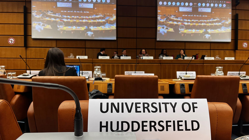 Huddersfield sign at the UN in Vienna