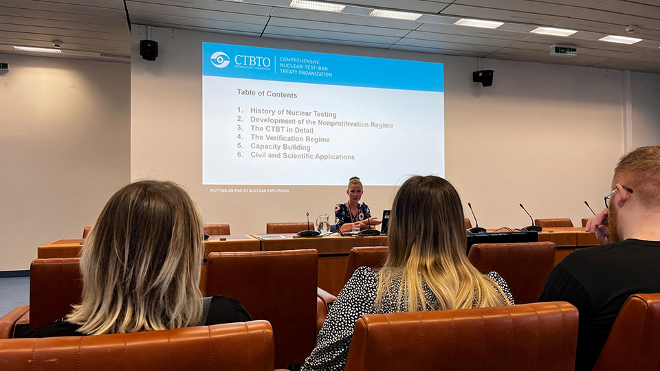 Students at a lecture at the UN