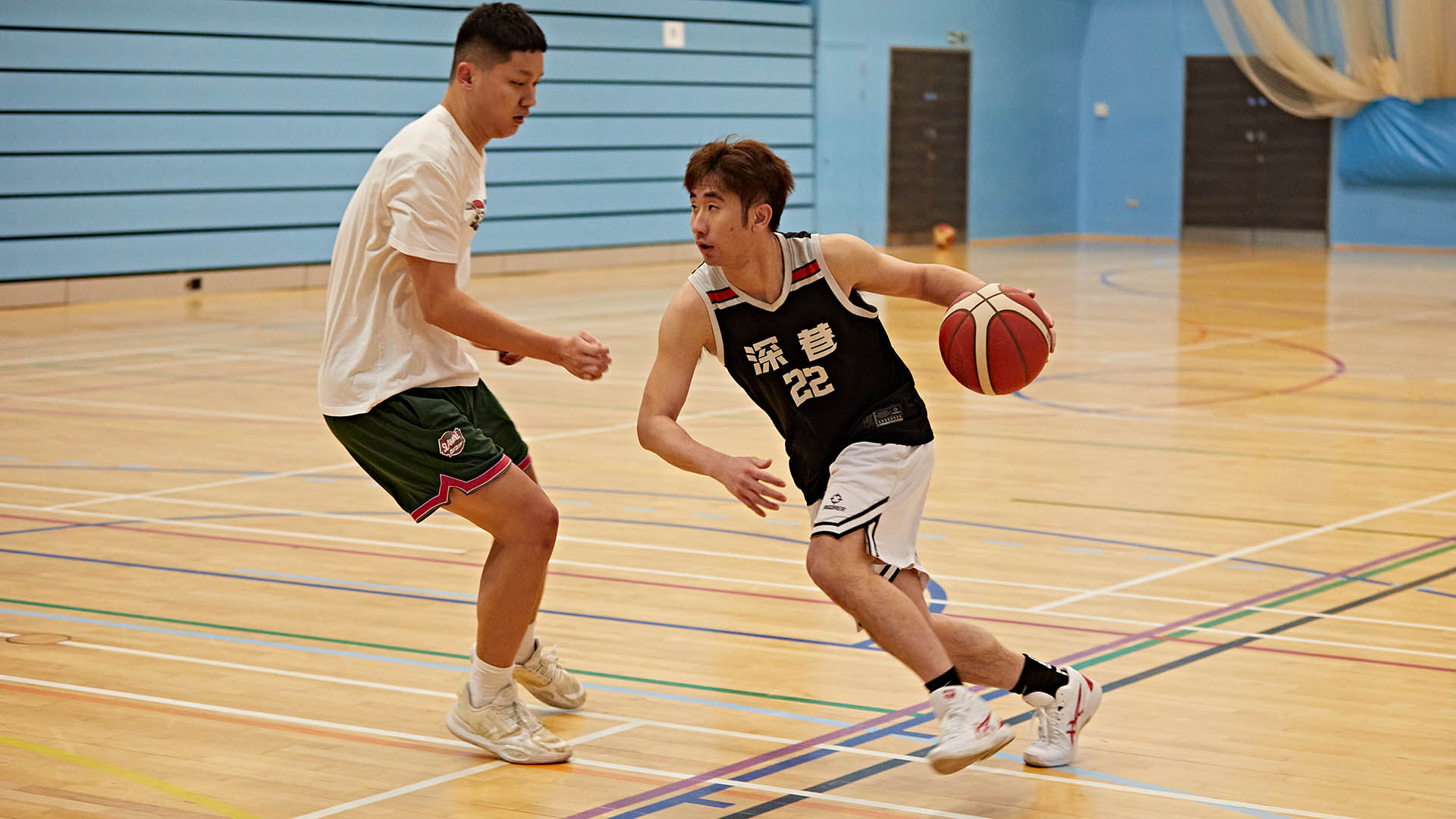 Students playing basketball