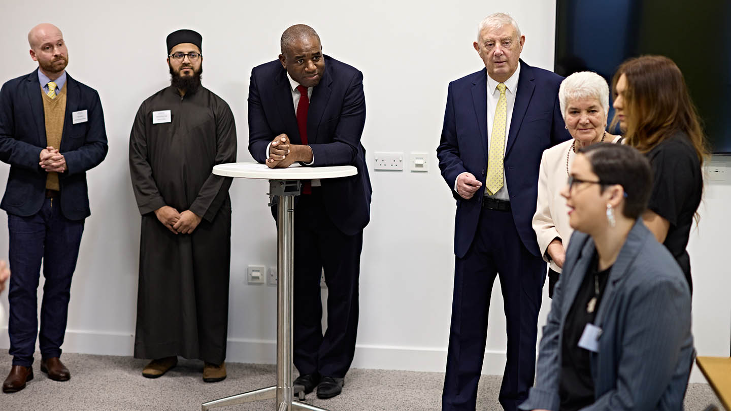 David Lammy listens to users of the Jo Cox Centre