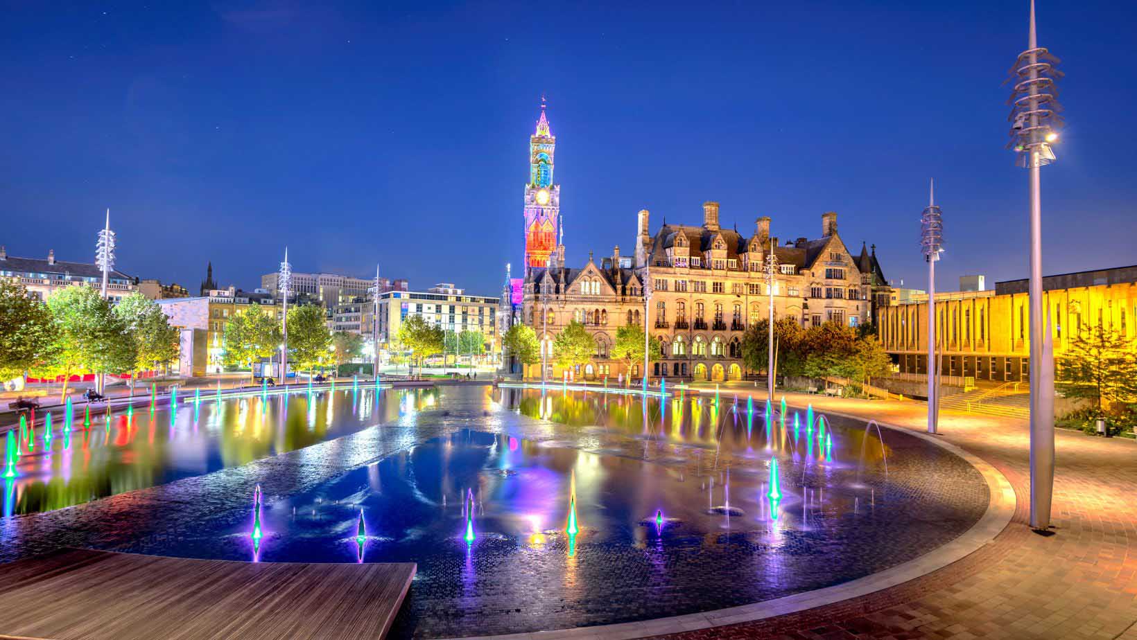 Bradford city centre at night