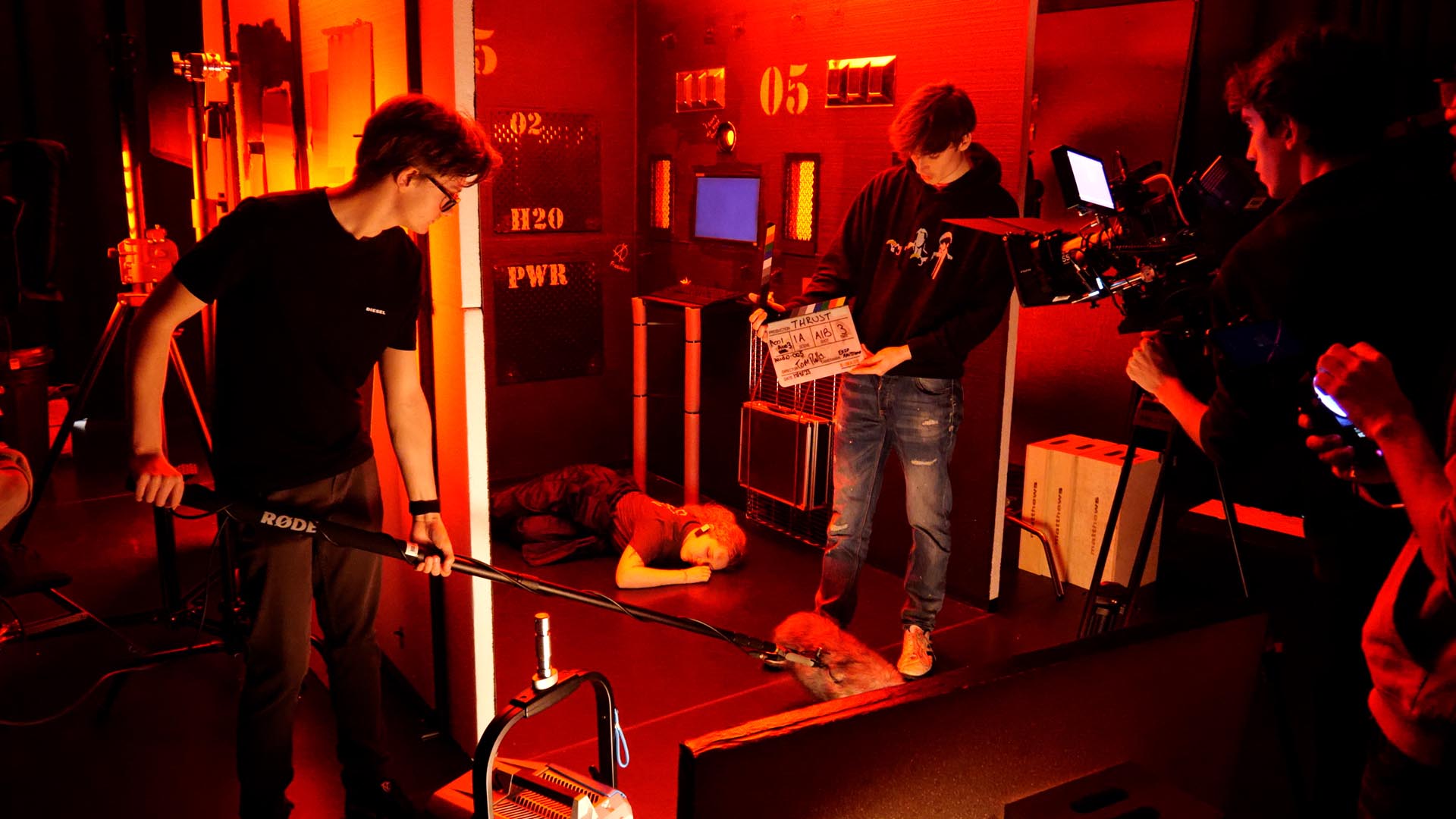 THRUST film being filmed by camera crew and technicians