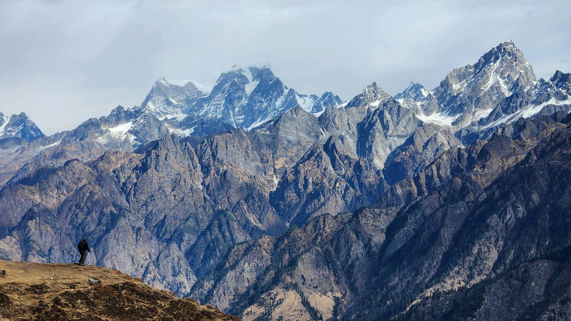 A shot of the Himalaya mountains in the distance