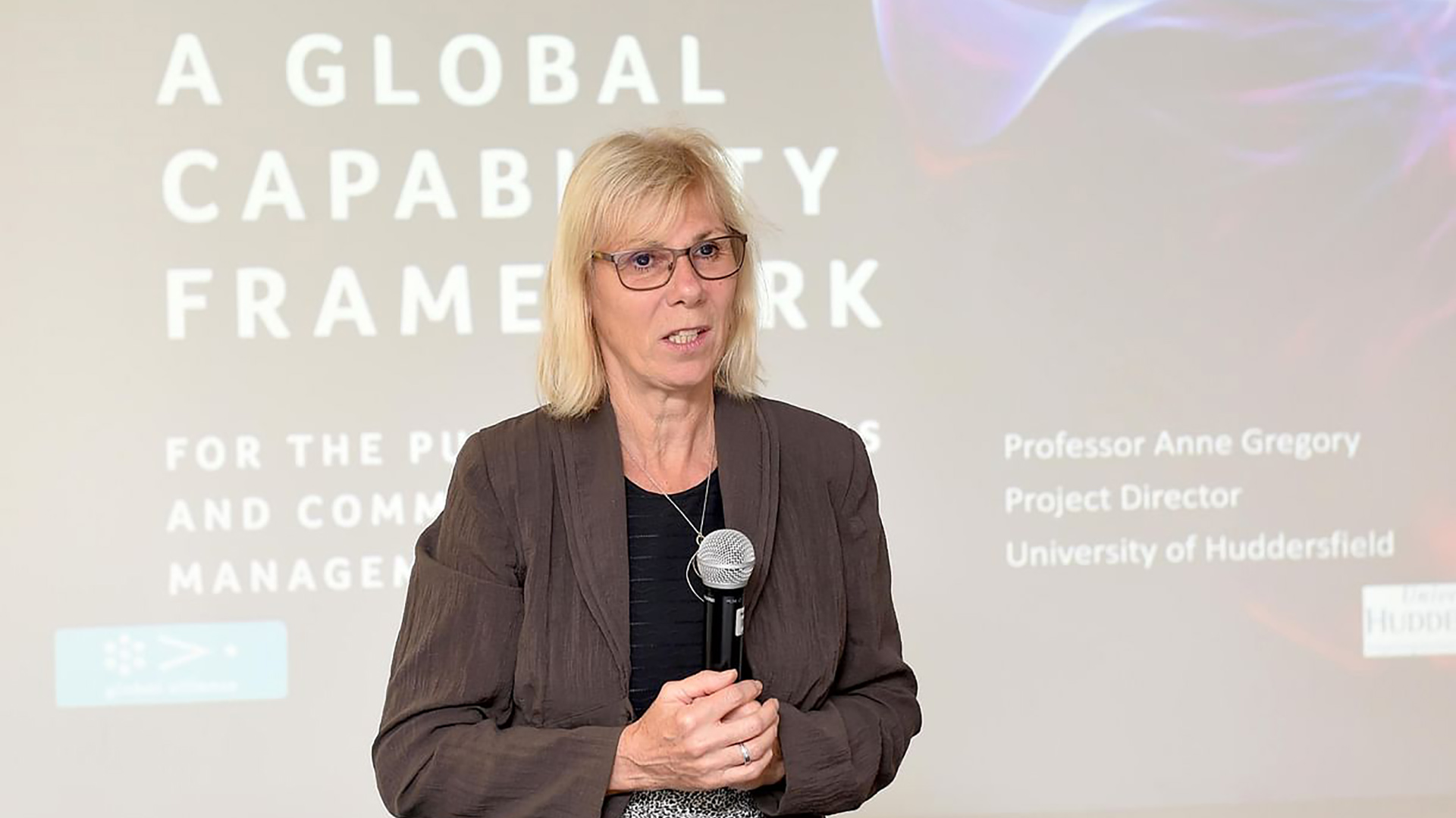 Professor Anne Gregory speaking at an event