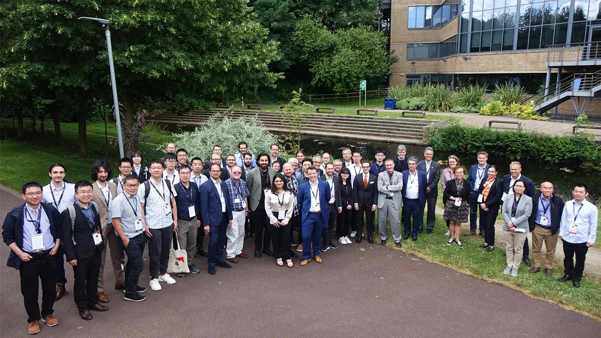 A group of people gathered outside