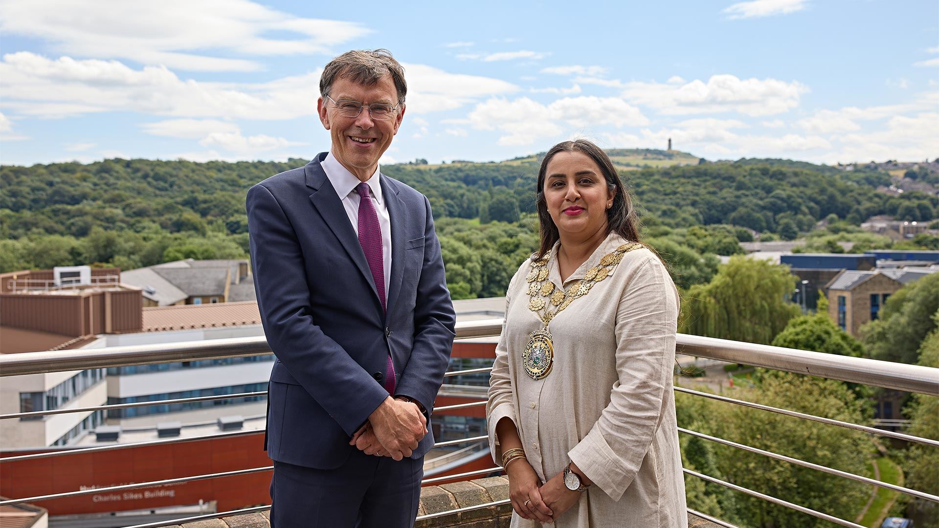 Professor Tim Thornton and Mayor of Kirklees Councillor Nosheen Dad