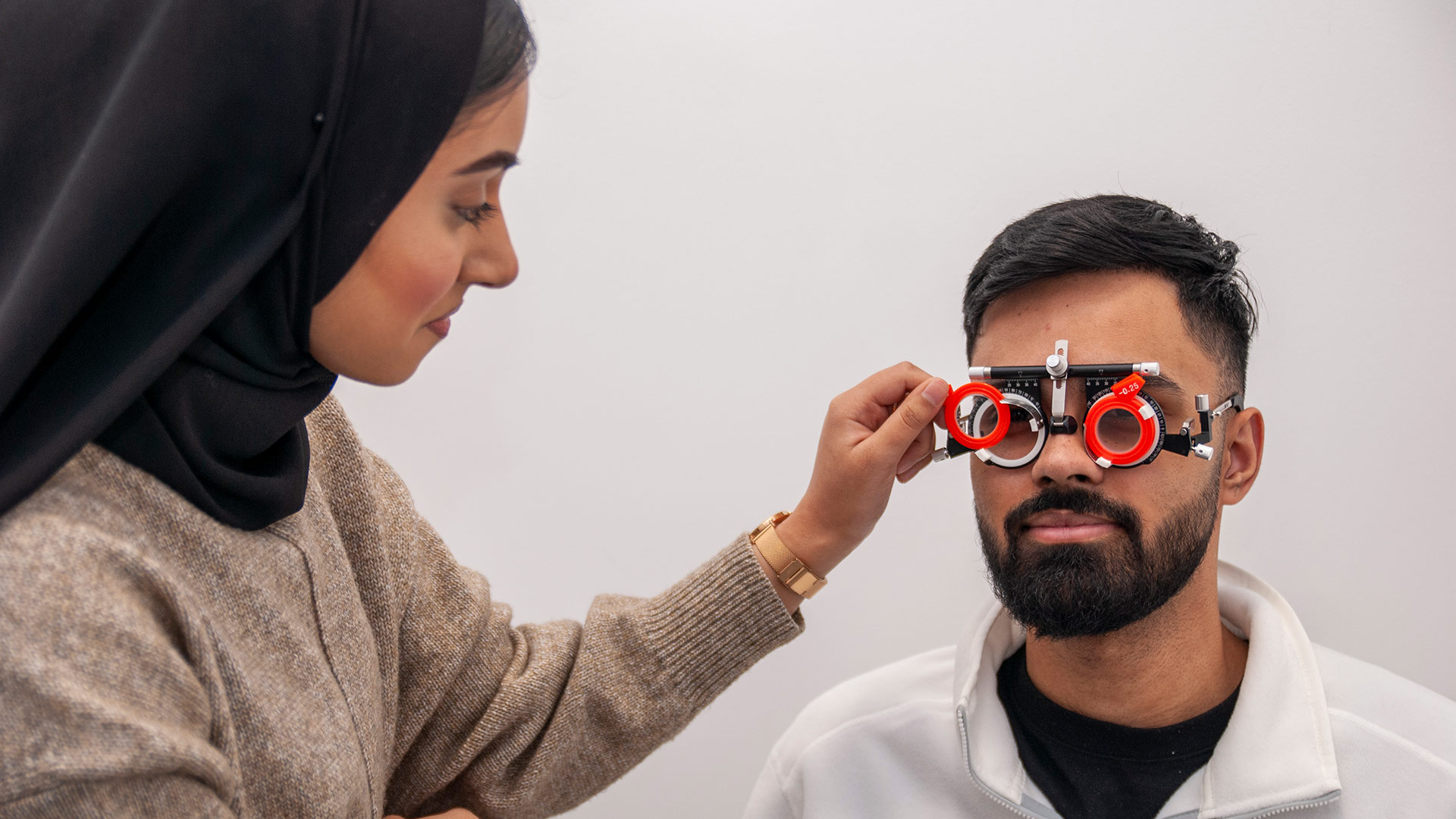 a person undergoing an eye test