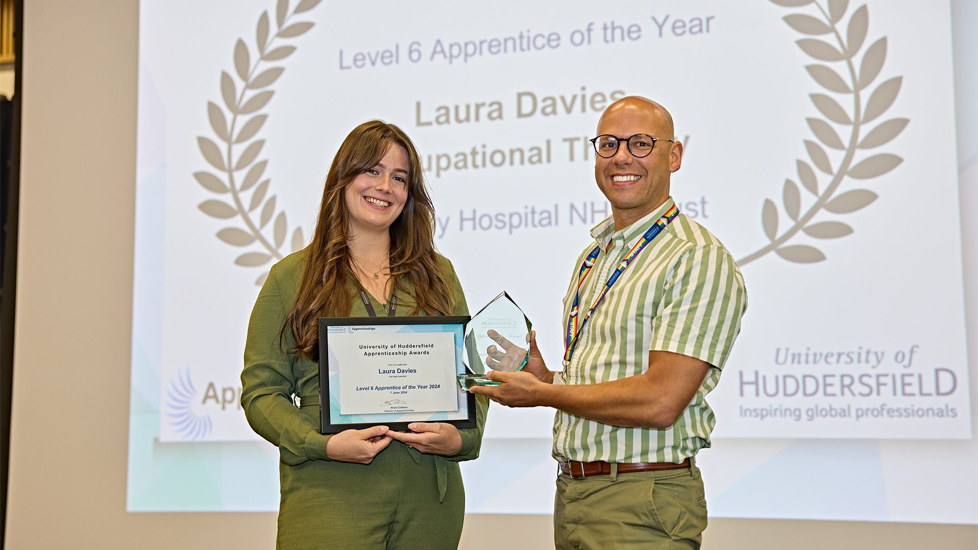 An award being presented on stage