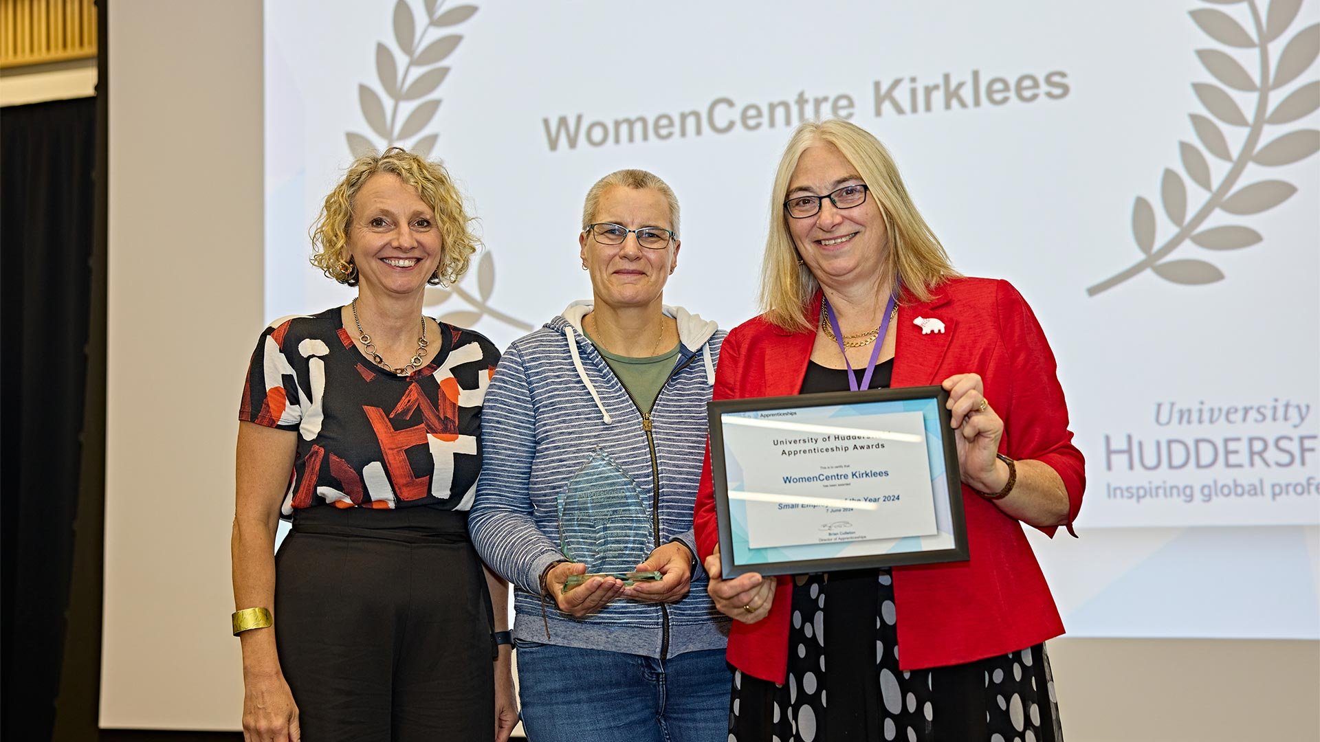 An award being presented on stage