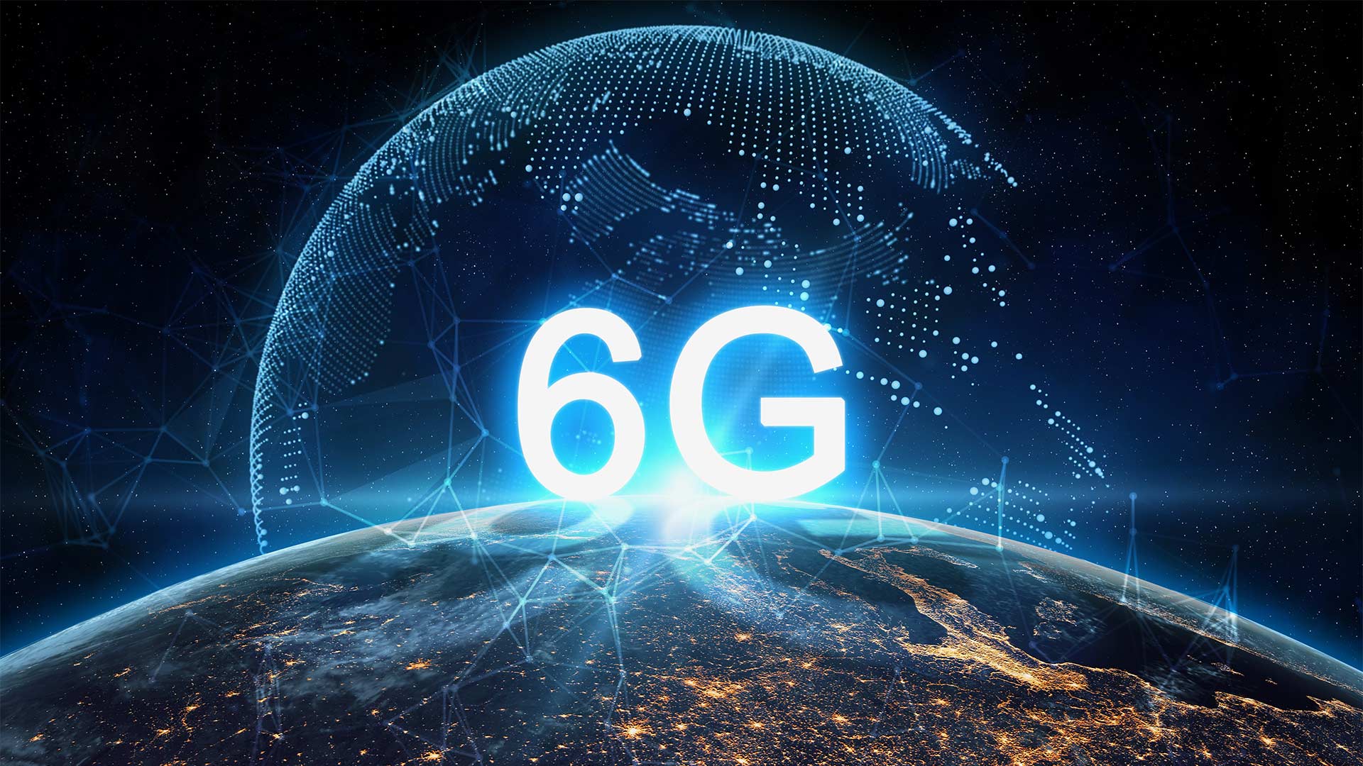 A graphic showing the words 6G over the earth