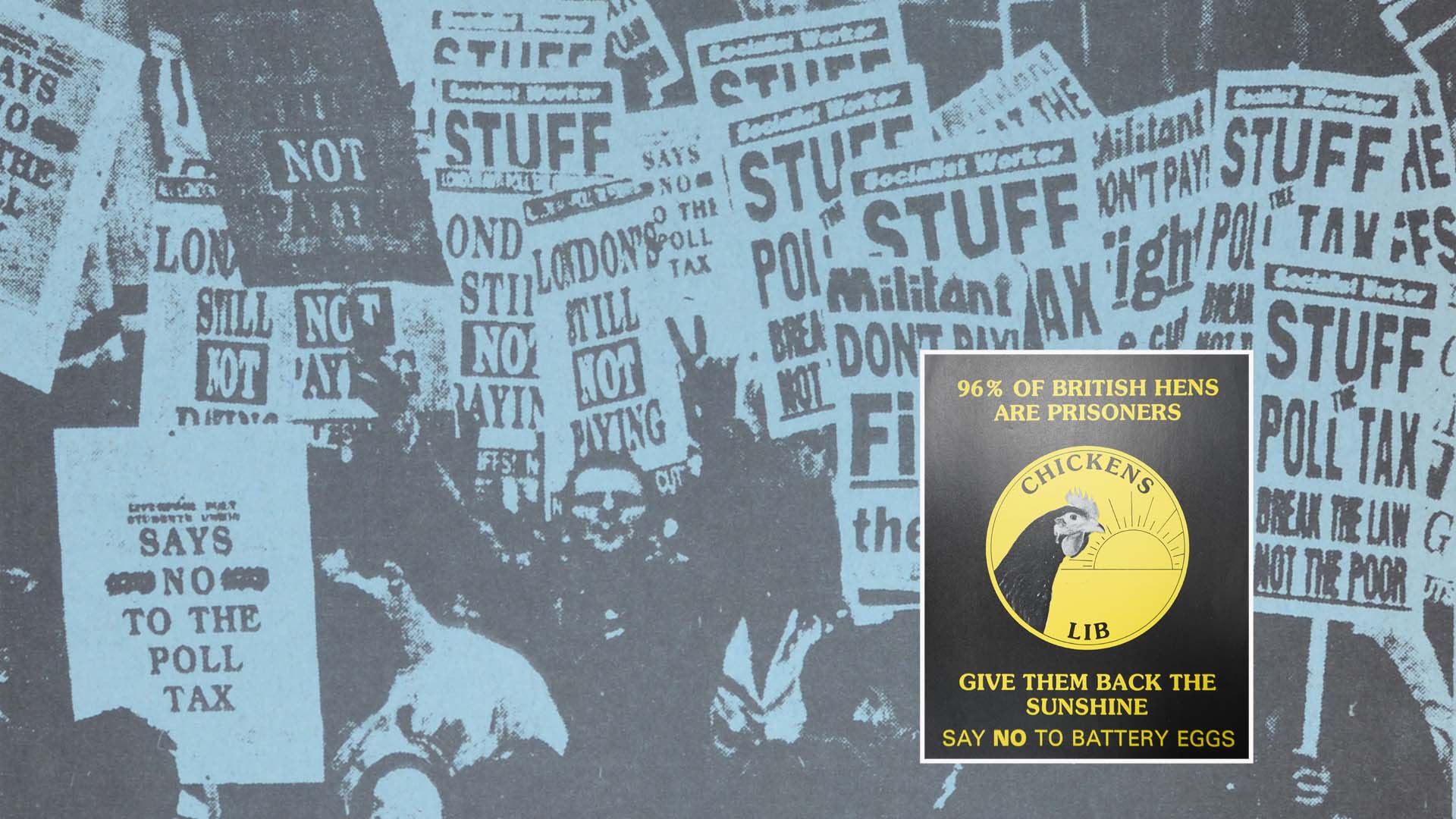 An activism poster with a poll tax demonstration