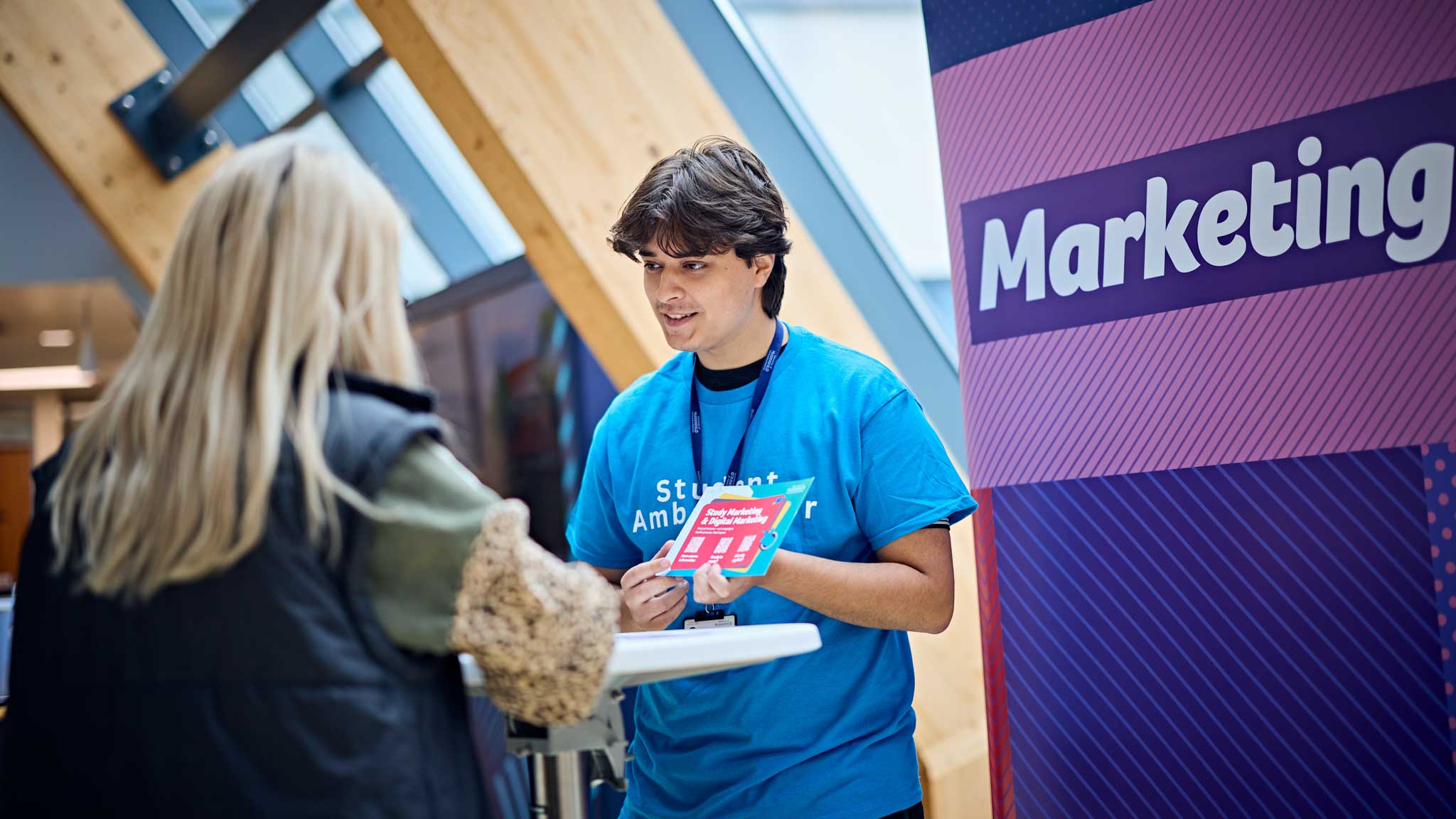 Prospective students talking to one of our student ambassadors