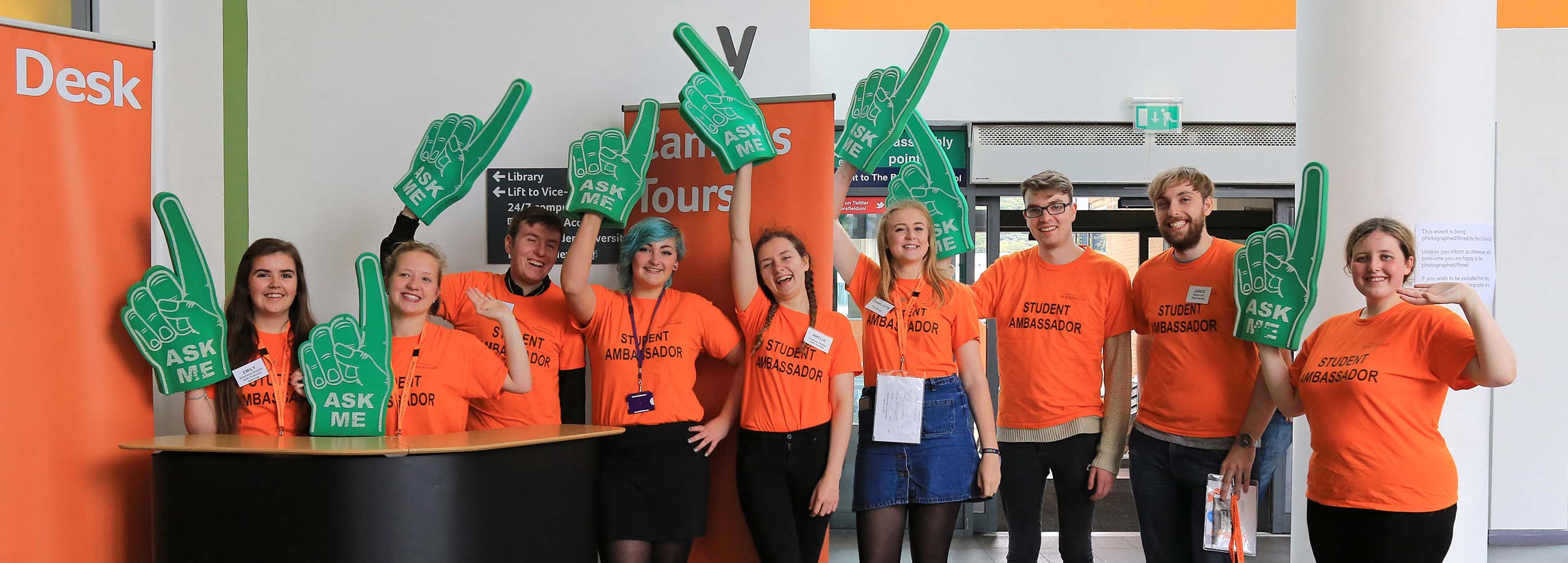 Student ambassadors at an Open Day event