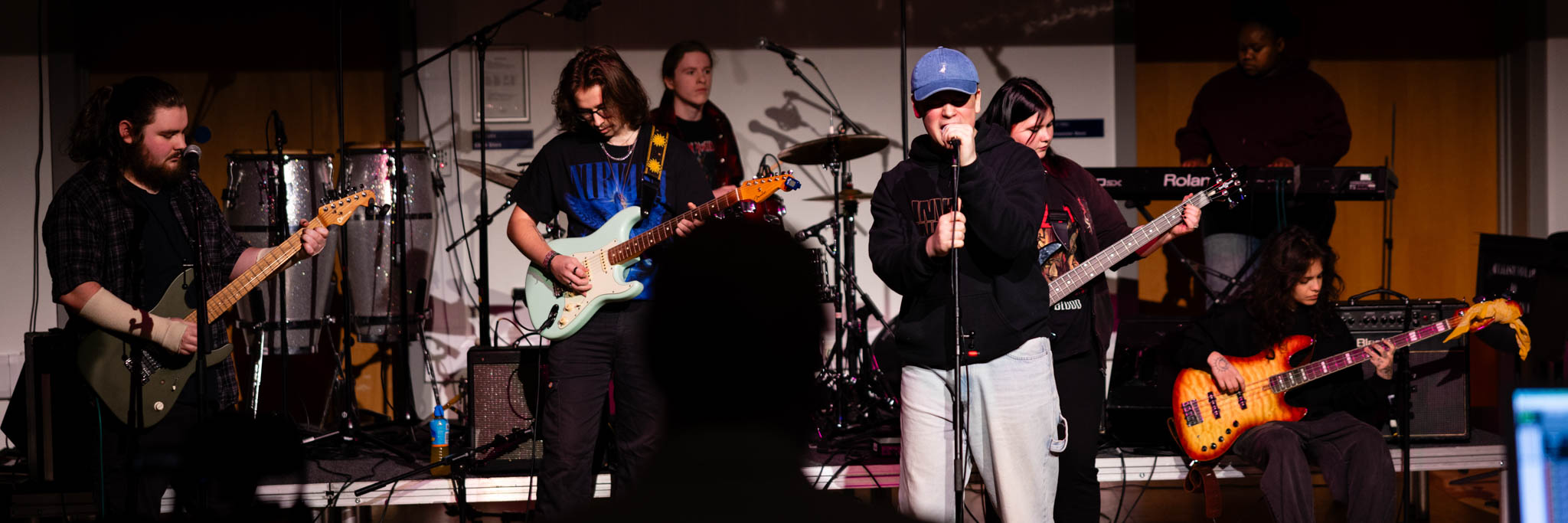 Band performing at venue