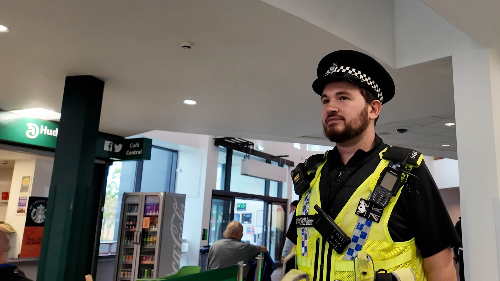 Our Safter Student Officer walking round our student central