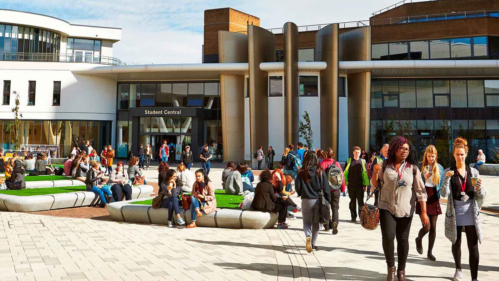 University Plaza with students