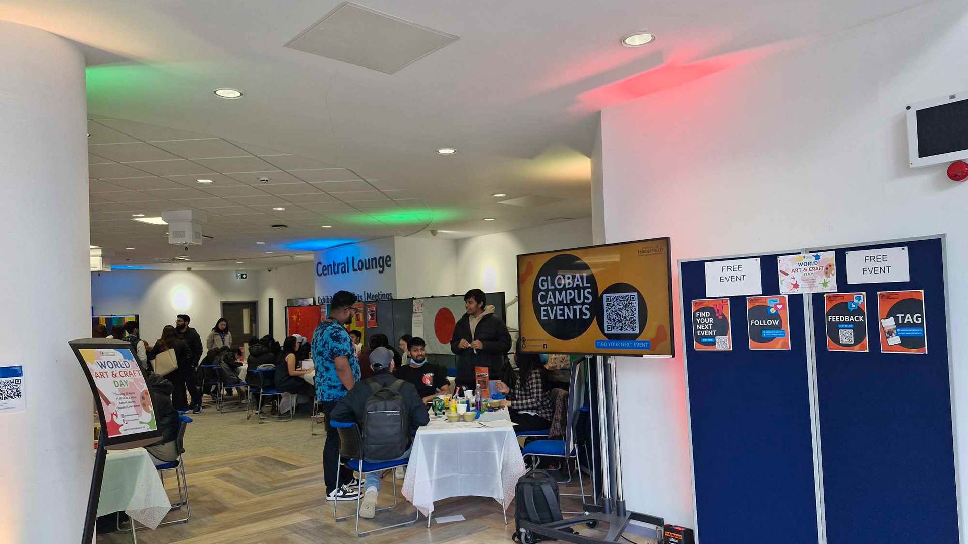 Event stalls at a Global event on campus.