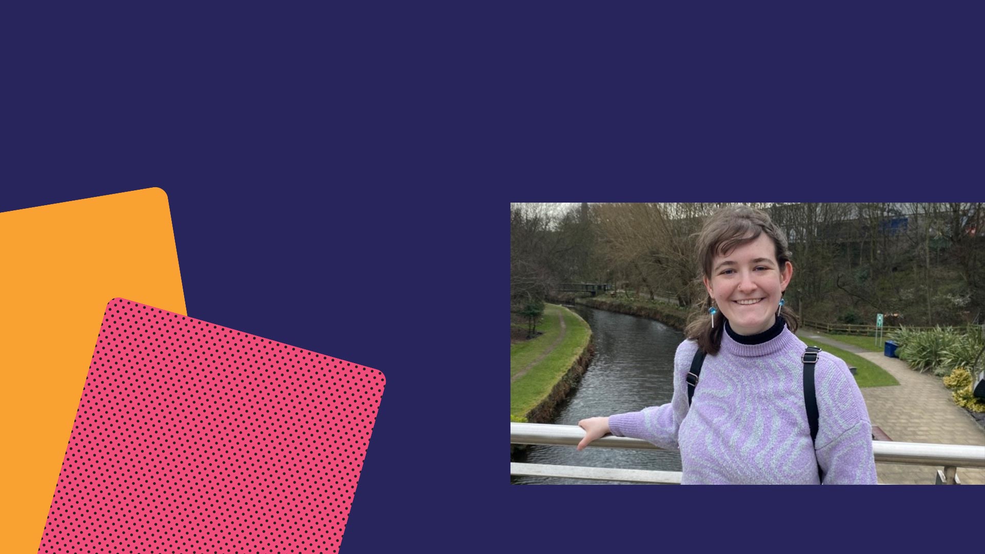 A colourful web page header, with a photo of student Sophie.