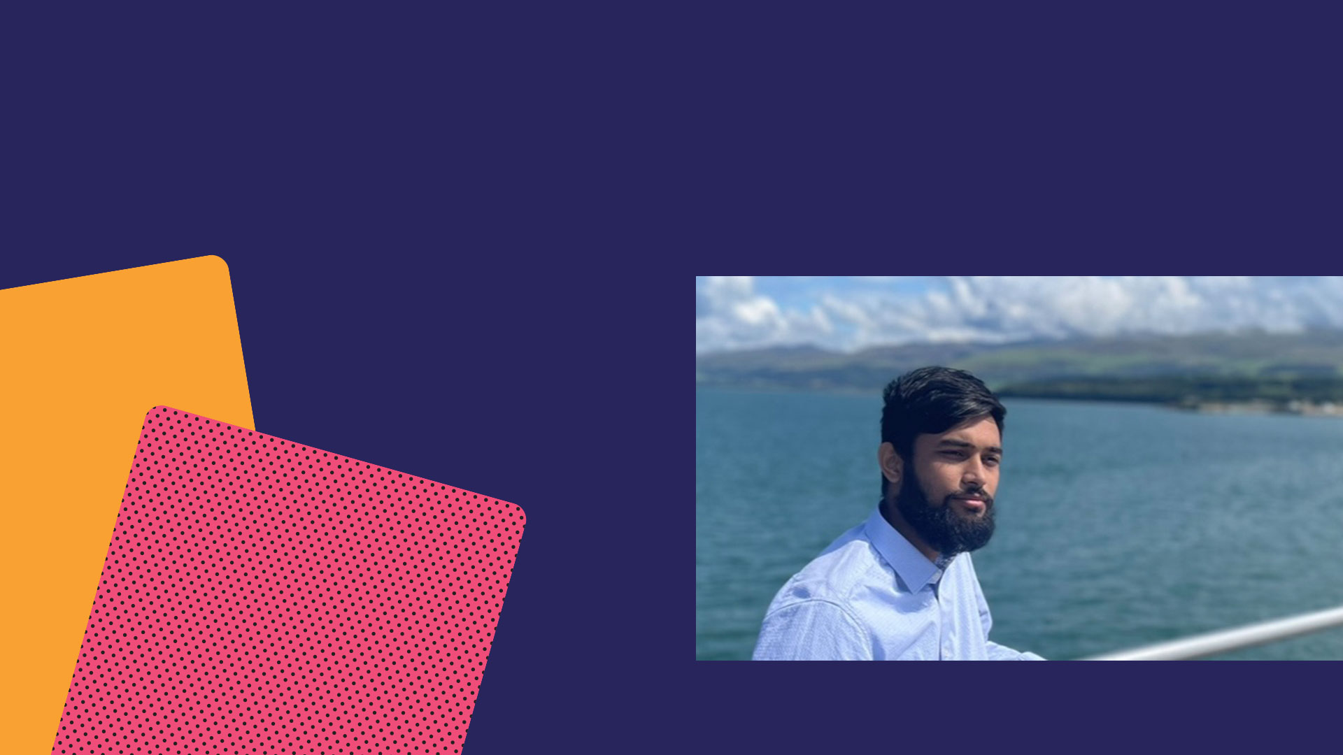 A colourful web page header, with a photo of student Ali.